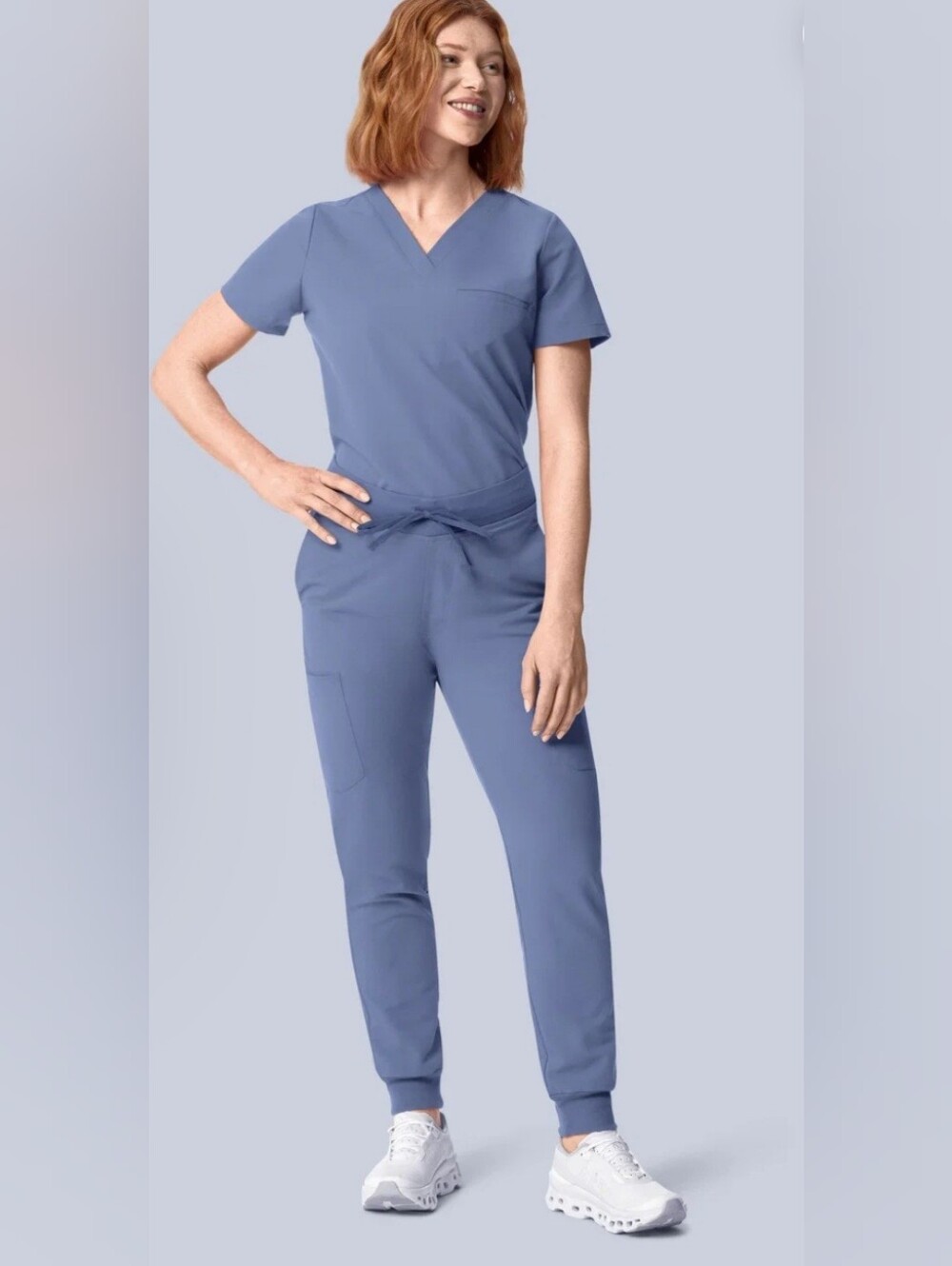 Mandala Periwinkle One Pocket Top and Jogger Pants Scrubs Set